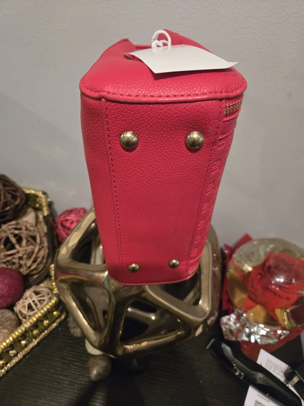 Red Top-Handle Women's Satchel- Crossbody Strap Inside Bag